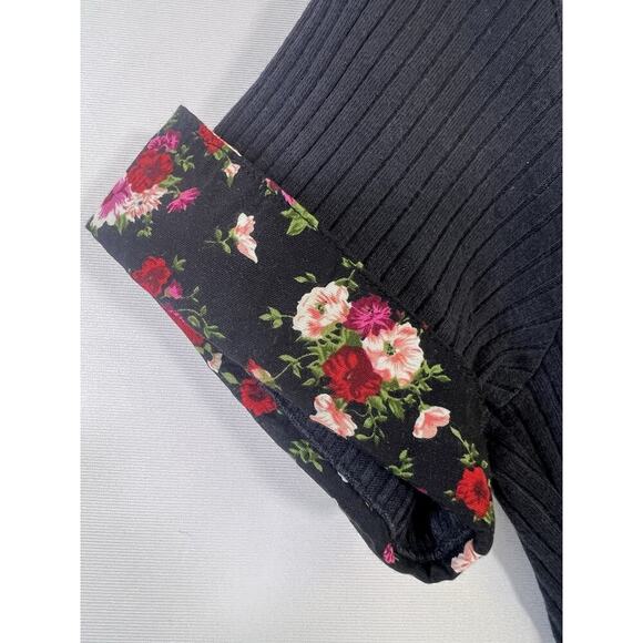 Vintage Pleated Skirt Button Down Top Set Black Micro floral Sz Small USA Made - Picture 5 of 13